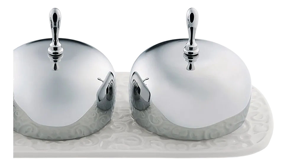 Tray Met Jampotjes Alessi Dressed White Porcelain