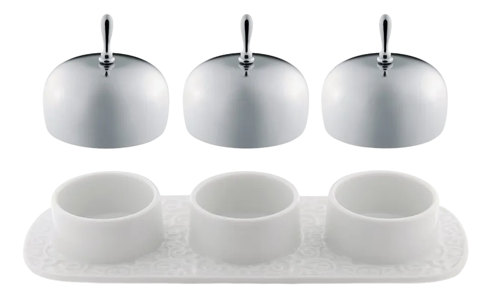Tray Met Jampotjes Alessi Dressed White Porcelain