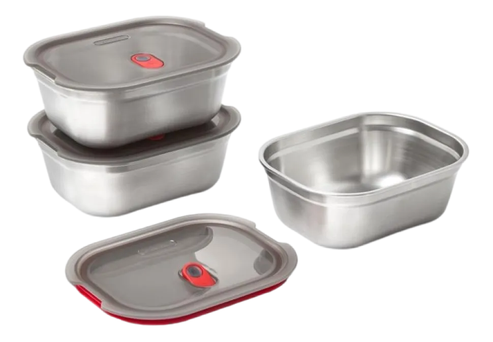 Vershoudbakje Black+Blum Meal Prep Medium Grijs (Set van 3)