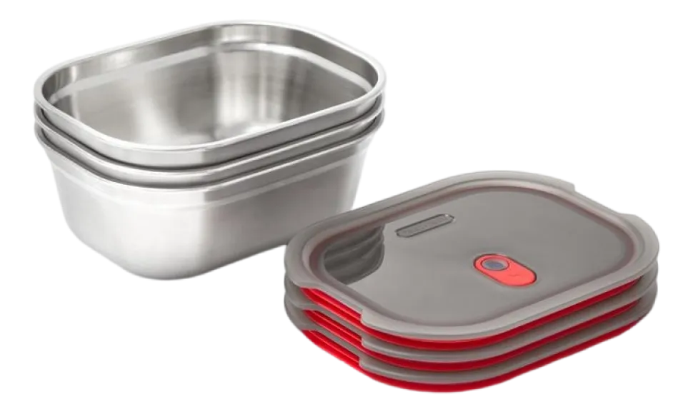 Vershoudbakje Black+Blum Meal Prep Medium Grijs (Set van 3)
