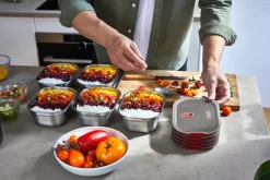 Vershoudbakje Black+Blum Meal Prep Medium Grijs (Set van 3)