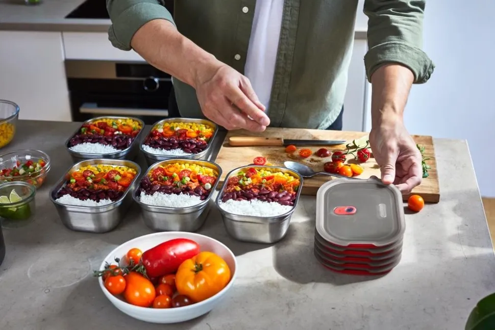 Vershoudbakje Black+Blum Meal Prep Medium Grijs (Set van 3)