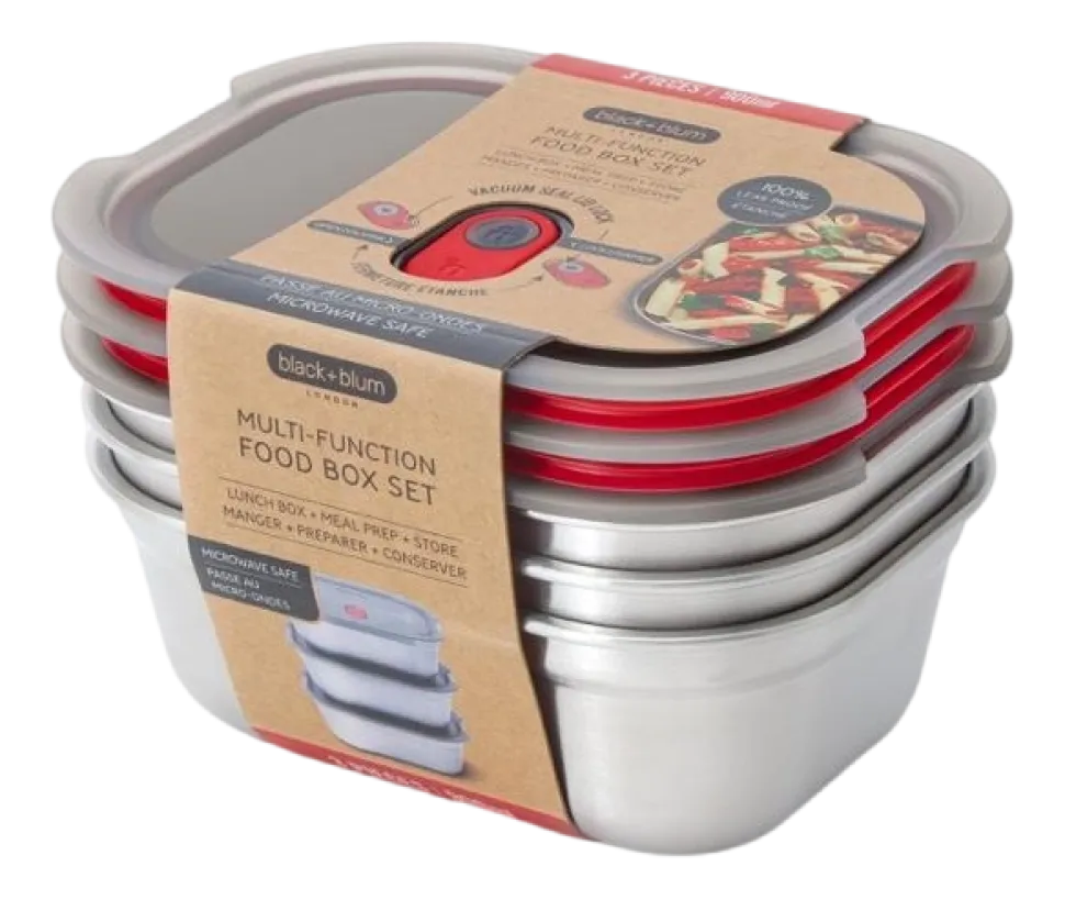 Vershoudbakje Black+Blum Meal Prep Medium Grijs (Set van 3)