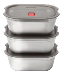 Vershoudbakje Black+Blum Meal Prep Medium Grijs (Set van 3)