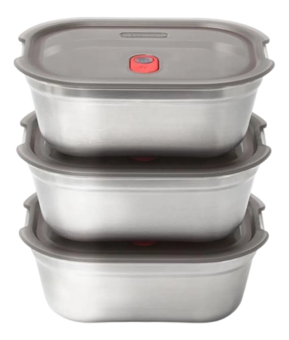 Vershoudbakje Black+Blum Meal Prep Medium Grijs (Set van 3)