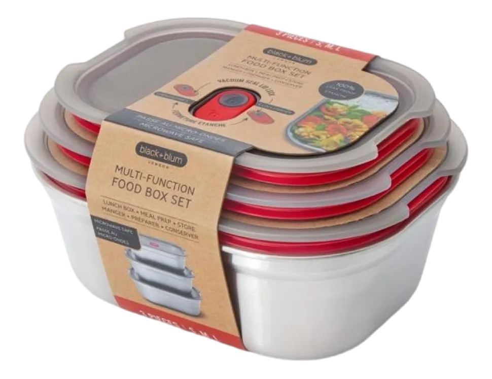 Vershoudbakje Black+Blum Meal Prep Mixed Grijs (Set van 3)
