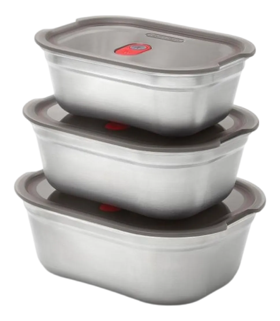 Vershoudbakje Black+Blum Meal Prep Mixed Grijs (Set van 3)