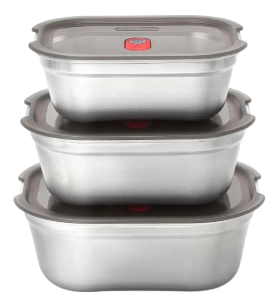 Vershoudbakje Black+Blum Meal Prep Mixed Grijs (Set van 3)