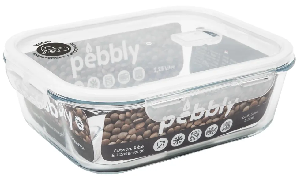 Vershoudbakje Pebbly Rechthoek Plastic 1200 ml