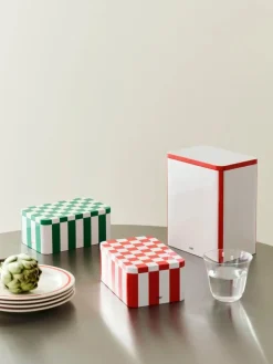 Voorraadbus HAY Tin Container Small Red And Off-White
