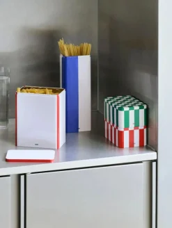 Voorraadbus HAY Tin Container Small Red And Off-White