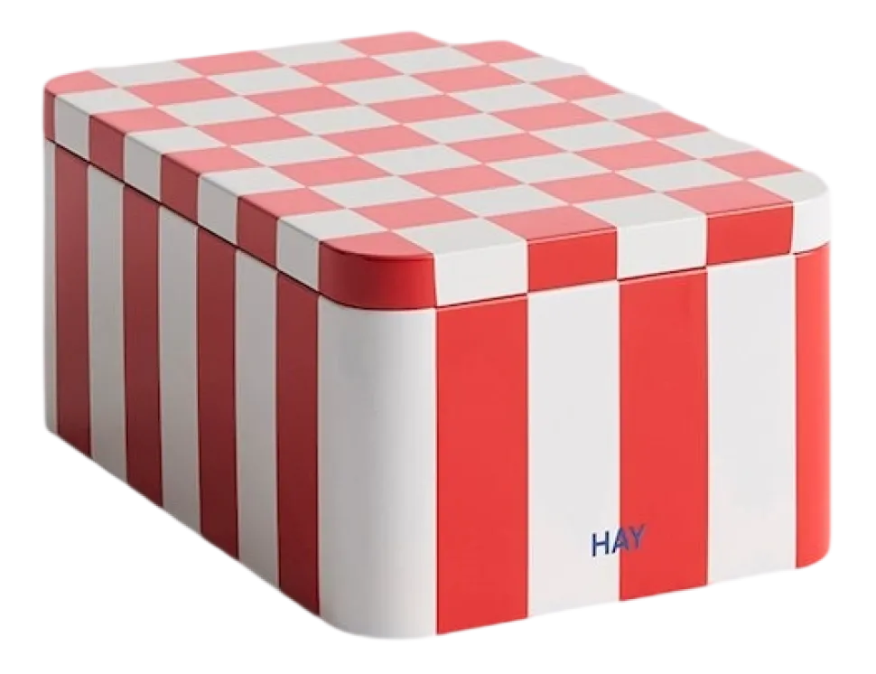 Voorraadbus HAY Tin Container Small Red And Off-White