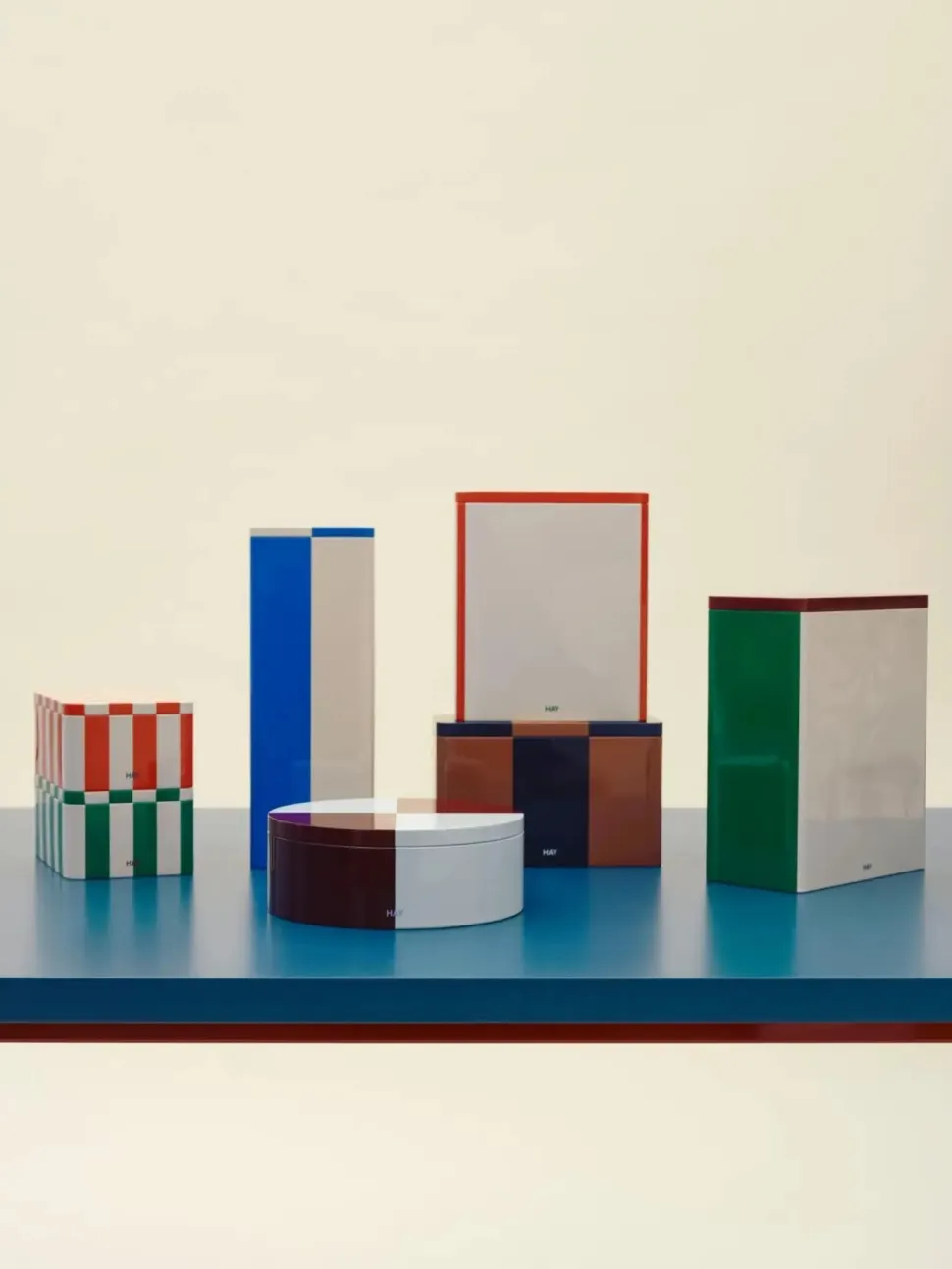Voorraadbus HAY Tin Container Slim Blue And Off-White