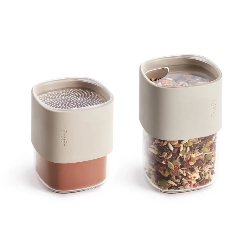 Voorraadpot Lékué Flip Storage Voorraadbussen set van 3 Beige