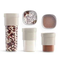 Voorraadpot Lékué Flip Storage Voorraadbussen set van 3 Beige