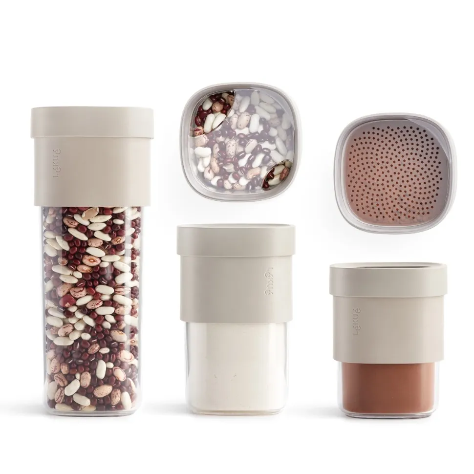 Voorraadpot Lékué Flip Storage Voorraadbussen set van 3 Beige