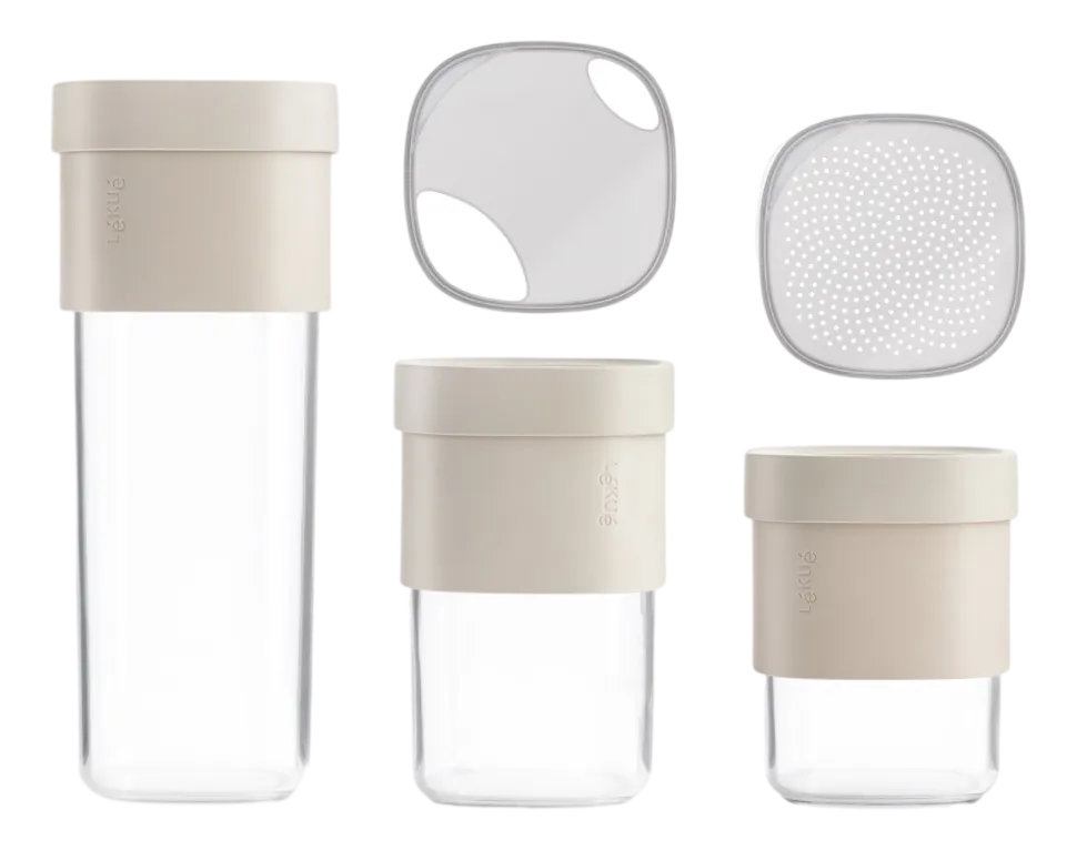 Voorraadpot Lékué Flip Storage Voorraadbussen set van 3 Beige