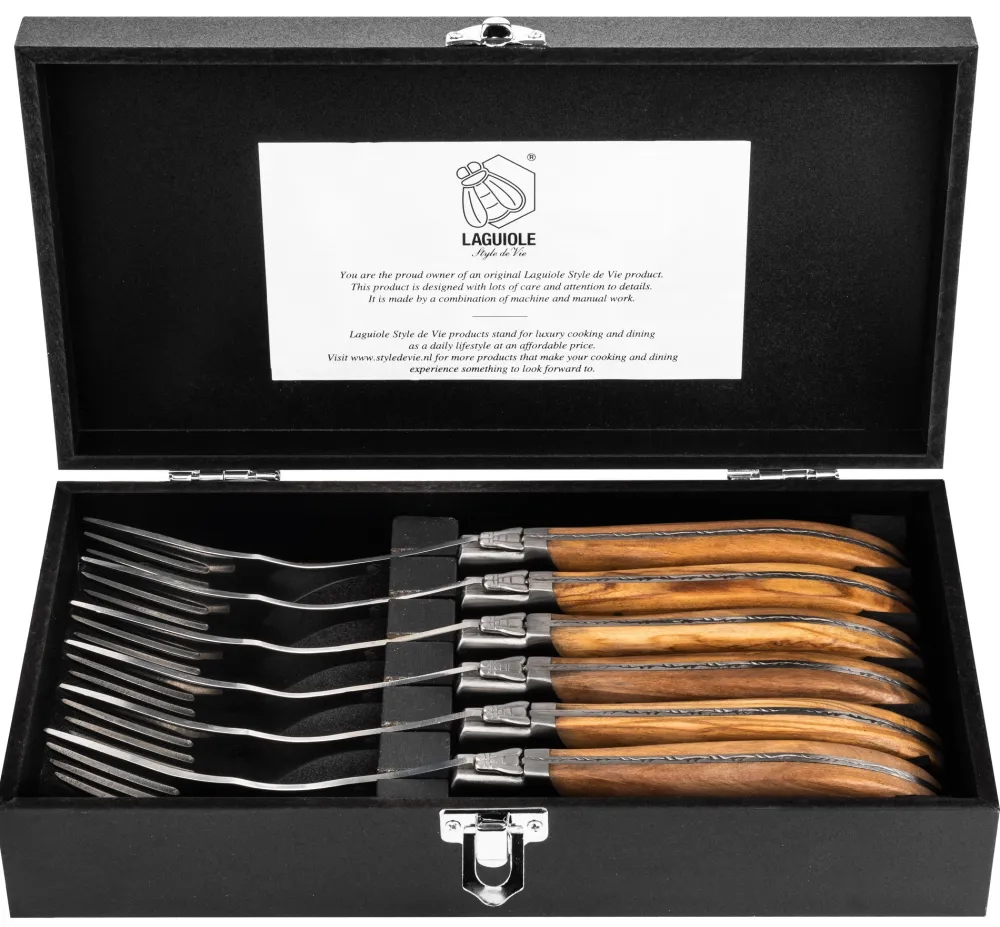 Laguiole Style de Vie Vork Luxury Line Olijfhout (6-Delig)