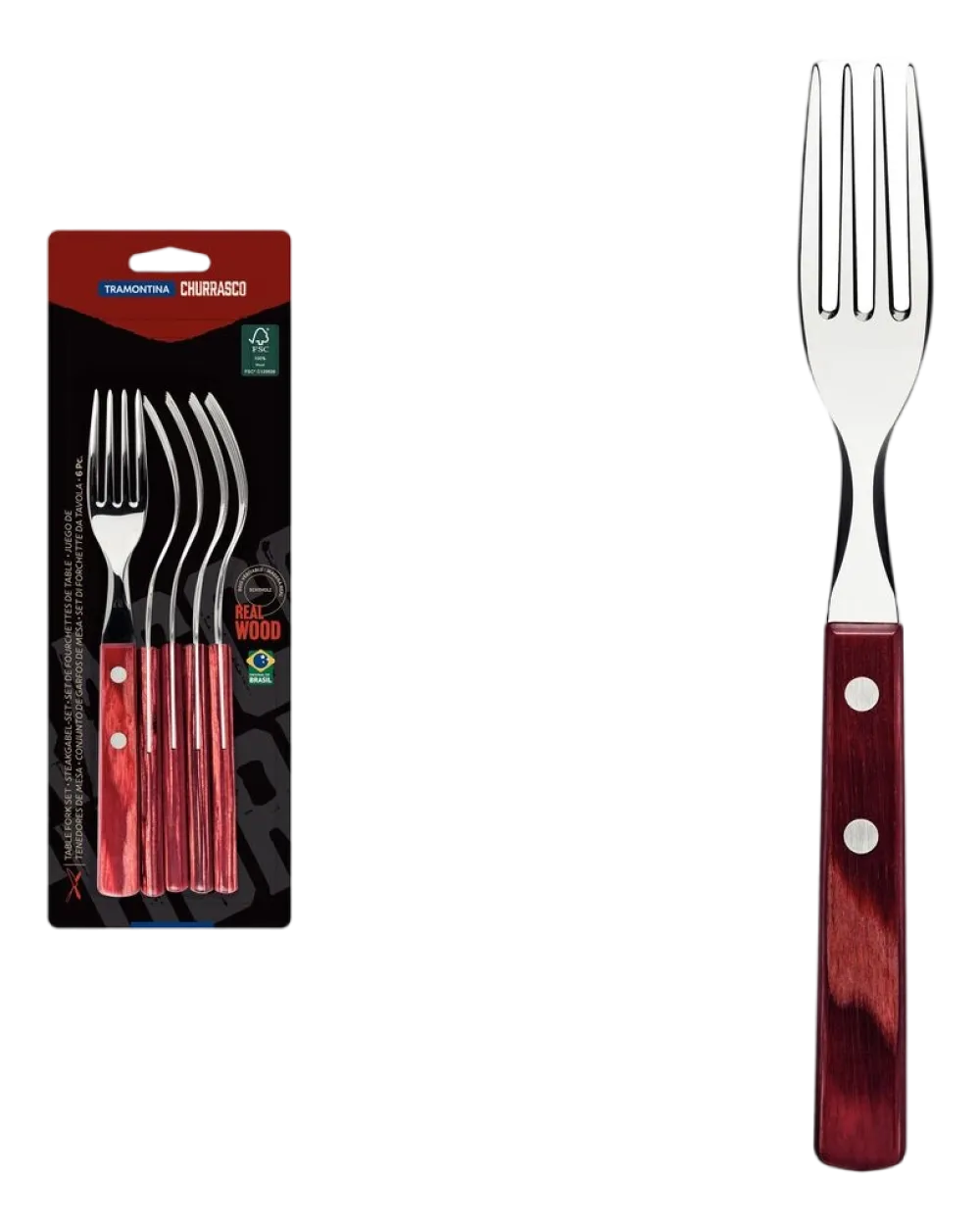 Tramontina Vork Churrasco Rood (Set van 6) Hot