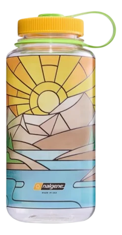 Waterfles Nalgene Wide Mouth 1000ml Clear Stained Glass River