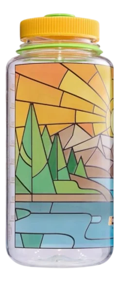 Waterfles Nalgene Wide Mouth 1000ml Clear Stained Glass River