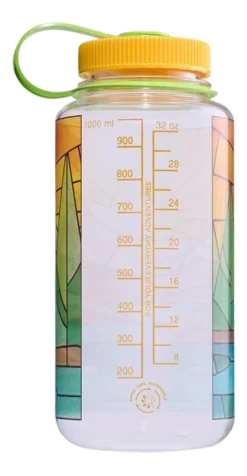 Waterfles Nalgene Wide Mouth 1000ml Clear Stained Glass River