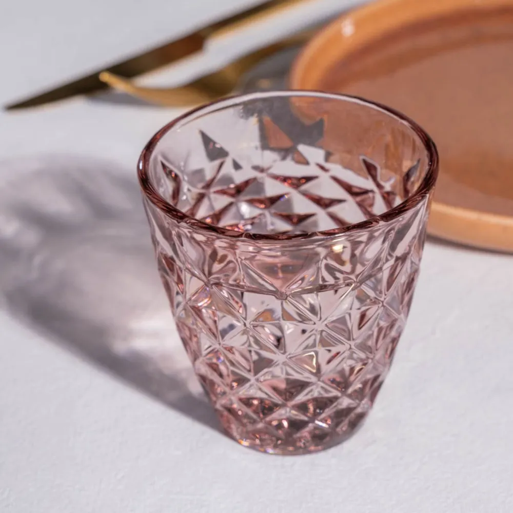 Salt & Pepper Waterglas Prisma Roze 220 ml (Set van 4) Best