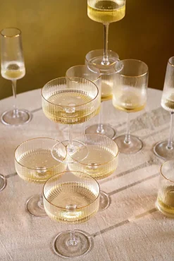 Waterglas vtwonen with Gold Rim Clear 340 ml (Set van 4)