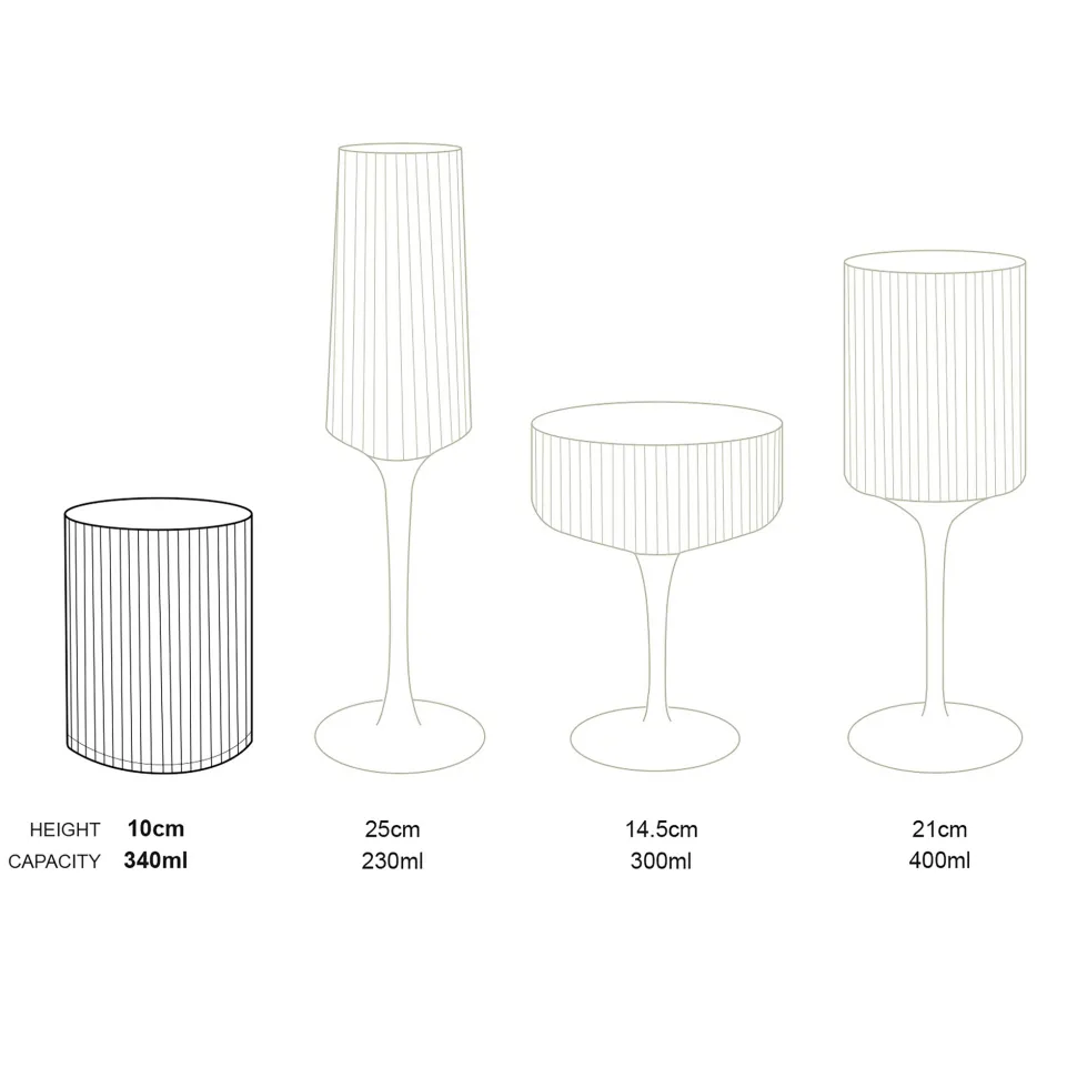 Waterglas vtwonen with Gold Rim Clear 340 ml (Set van 4)