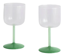 Wijnglas HAY Tint Wine Glass Clear, Jade Light Green And Jade Dark Green (Set van 2)