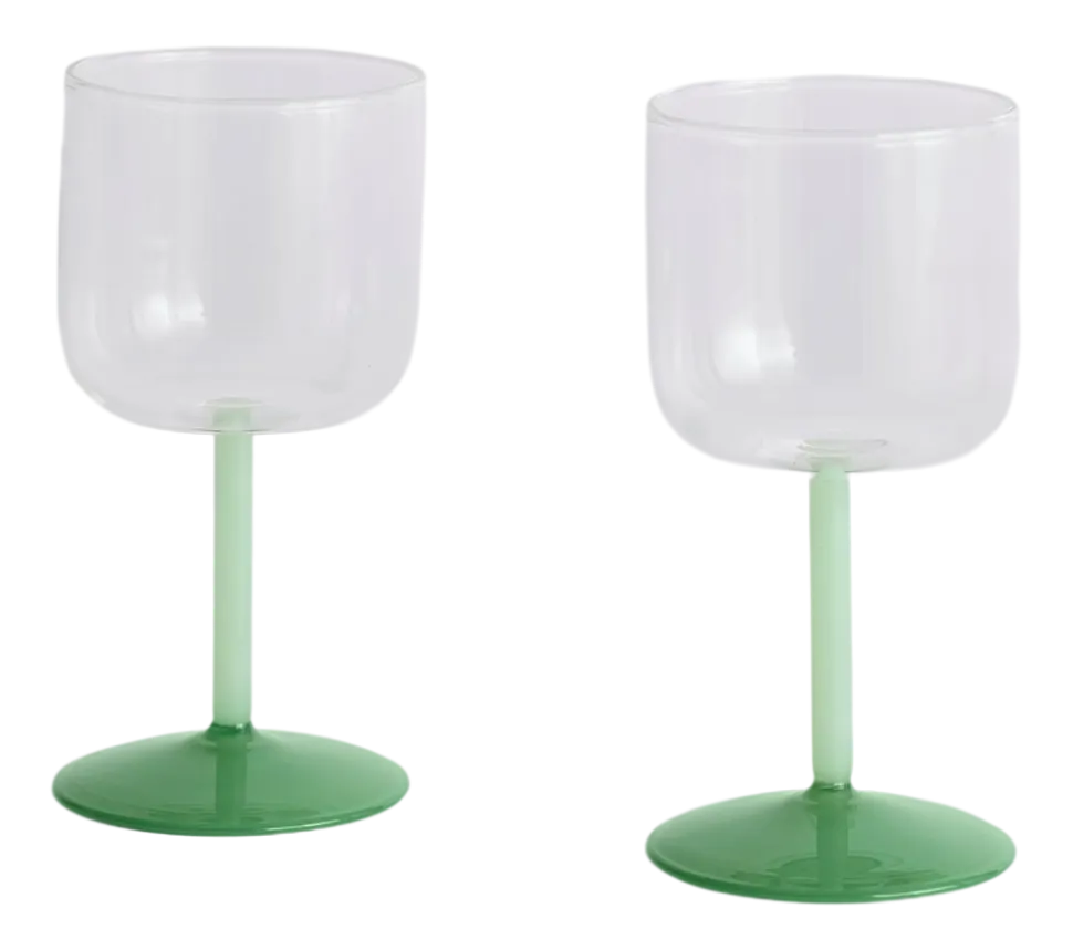 Wijnglas HAY Tint Wine Glass Clear, Jade Light Green And Jade Dark Green (Set van 2)