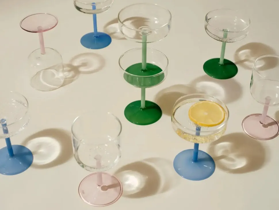 Wijnglas HAY Tint Wine Glass Clear, Jade Light Pink And Light Pink (Set van 2)