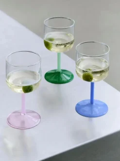 Wijnglas HAY Tint Wine Glass Clear, Jade Light Pink And Light Pink (Set van 2)