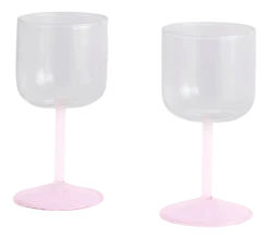 Wijnglas HAY Tint Wine Glass Clear, Jade Light Pink And Light Pink (Set van 2)