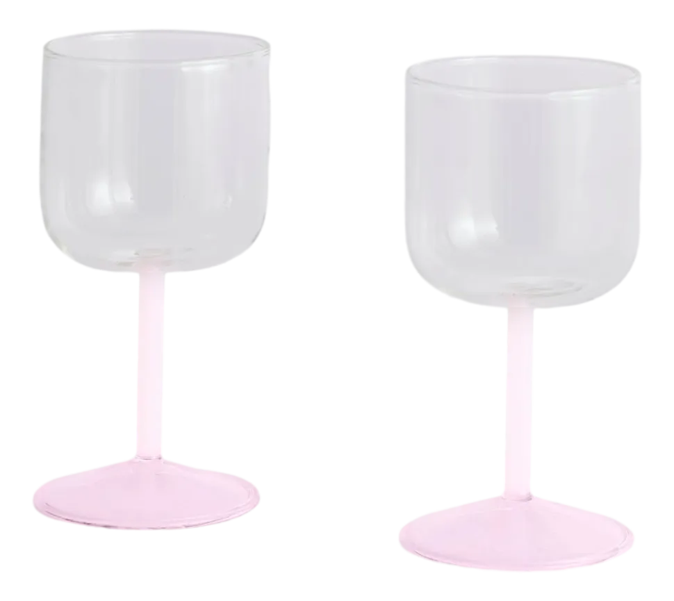 Wijnglas HAY Tint Wine Glass Clear, Jade Light Pink And Light Pink (Set van 2)