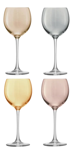 L.S.A. Wijnglas Polka Metallic 400 ml (Set van 4) Clearance