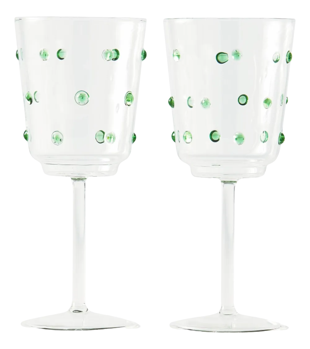 POLSPOTTEN Wijnglas Nob Green (Set van 2) Clearance