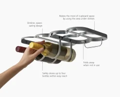 Joseph Joseph Wijnrek Cradle Under-Shelf Folding Wine Bottle Storage Light Stone Outlet