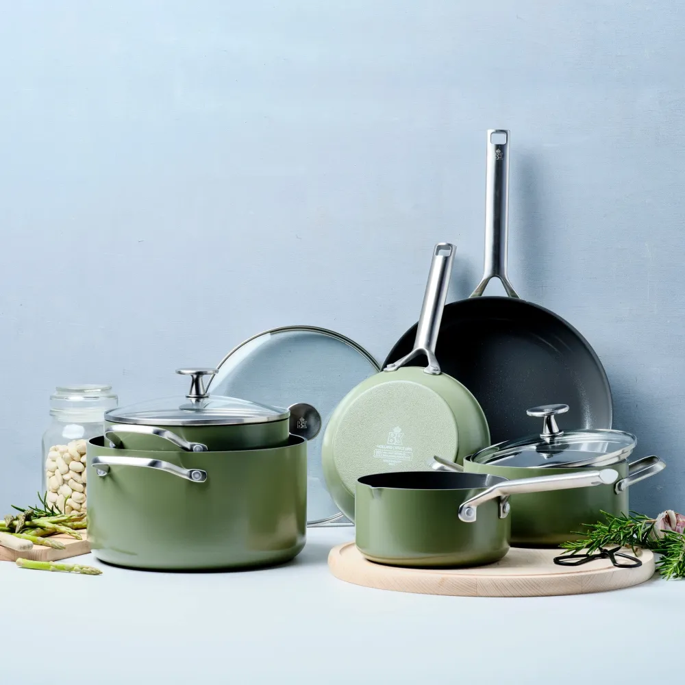 BK Wokpan Sublime Olive Green Met Keramische Antikleeflaag 28 cm Hot