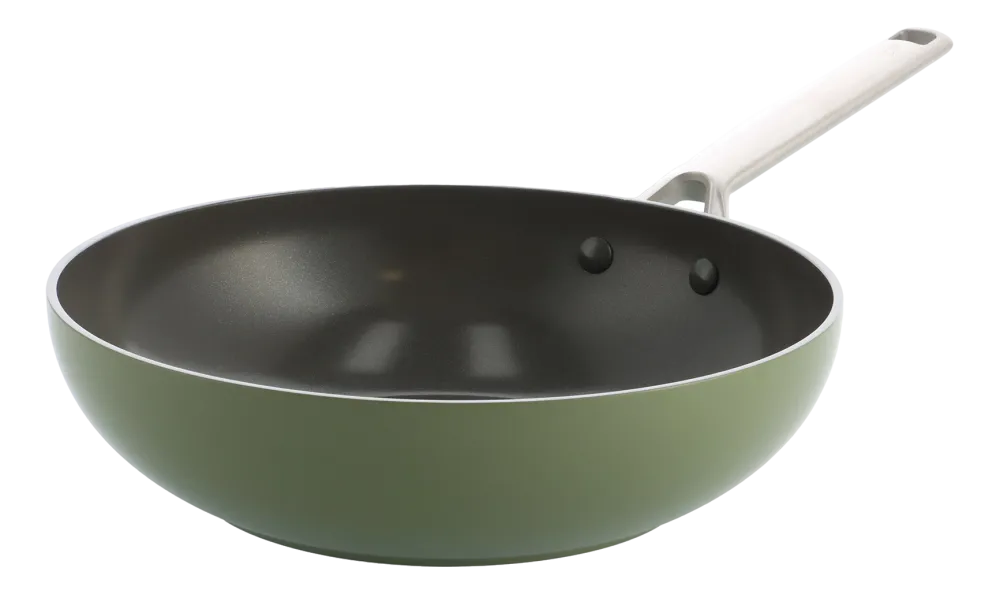 BK Wokpan Sublime Olive Green Met Keramische Antikleeflaag 28 cm Hot