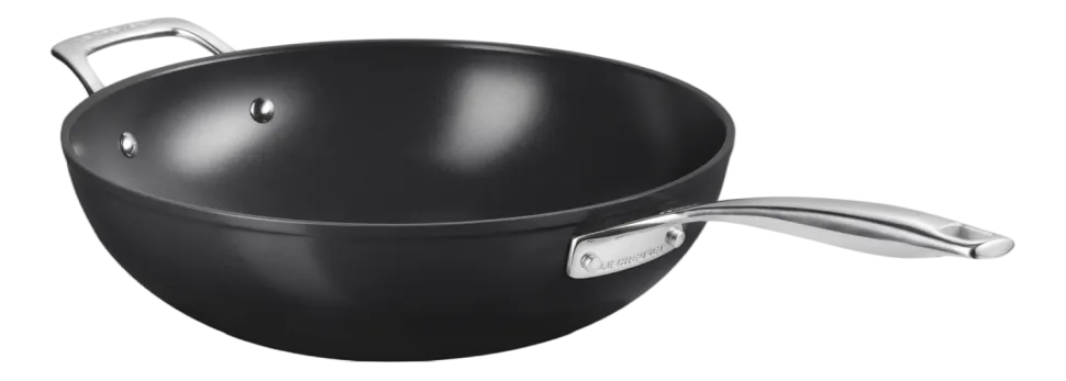 Wokpan Le Creuset Met Extra Handvat Zwart 30 cm