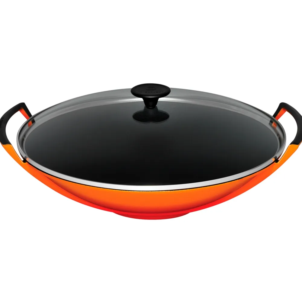 Le Creuset Wokpan Met Glazen Deksel Oranjerood 36 cm