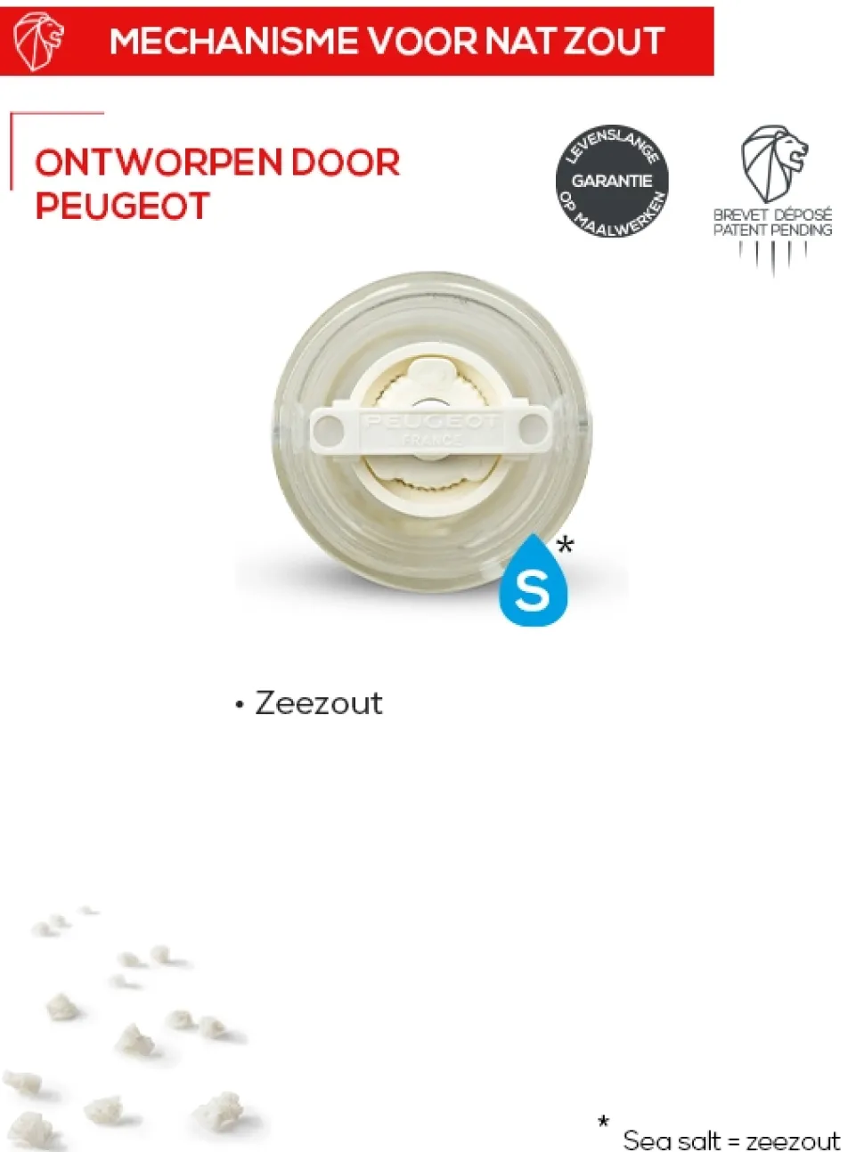 Zoutmolen Peugeot Oleron Voor Vochtig Zout Acryl / Naturel 14 cm
